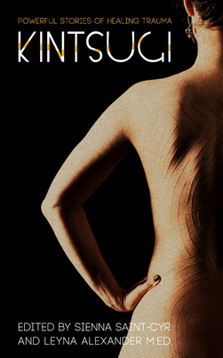 Cover of Kintsugi, featuring a naked woman's scarred back against a black background